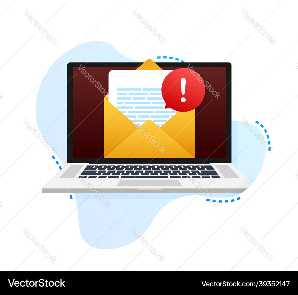 Alert message laptop notification danger error Vector Image