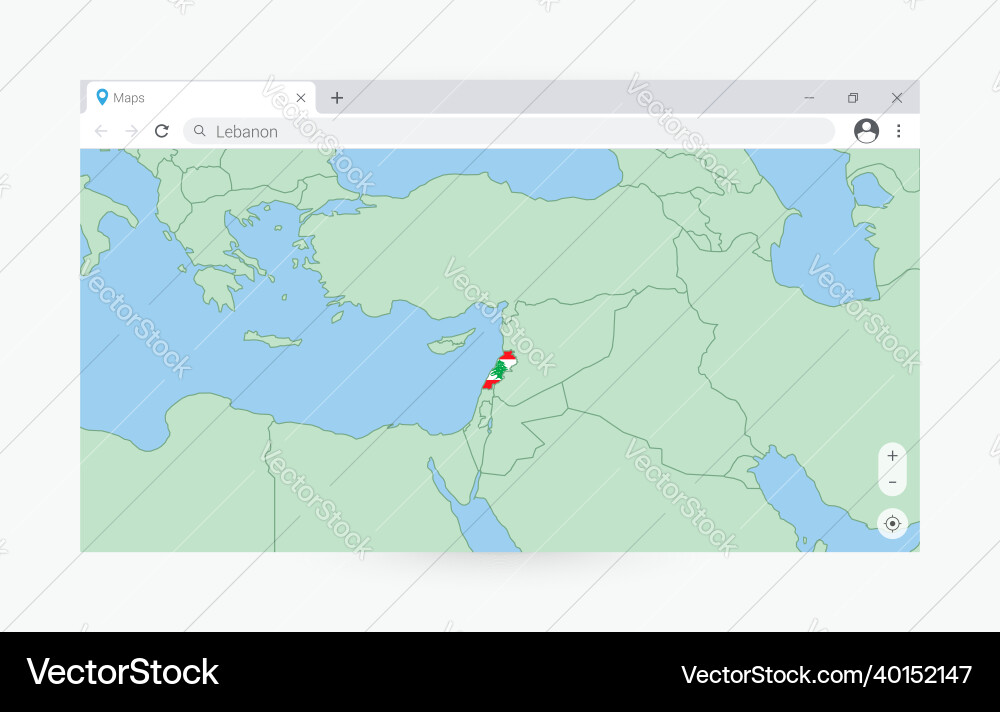 Browser window with map of lebanon searching Browser window with map of lebanon searching vector image