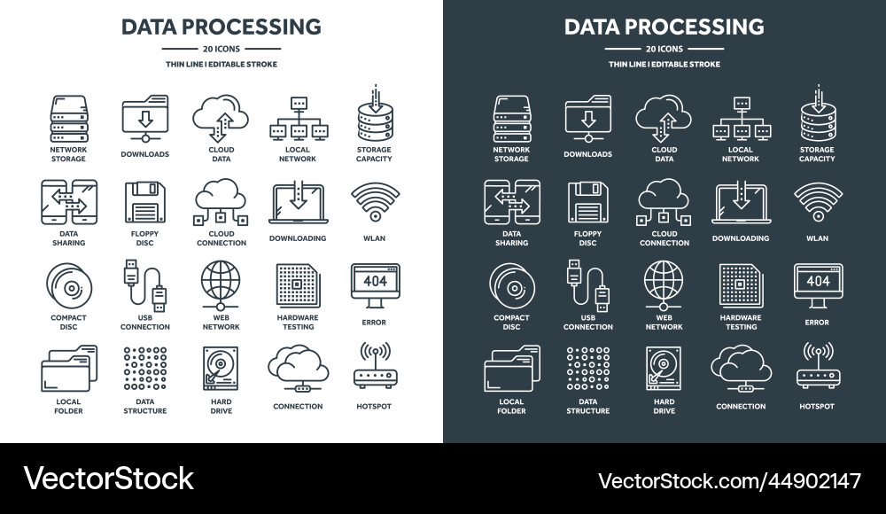 Cloud Database & Network Icons Vector Image