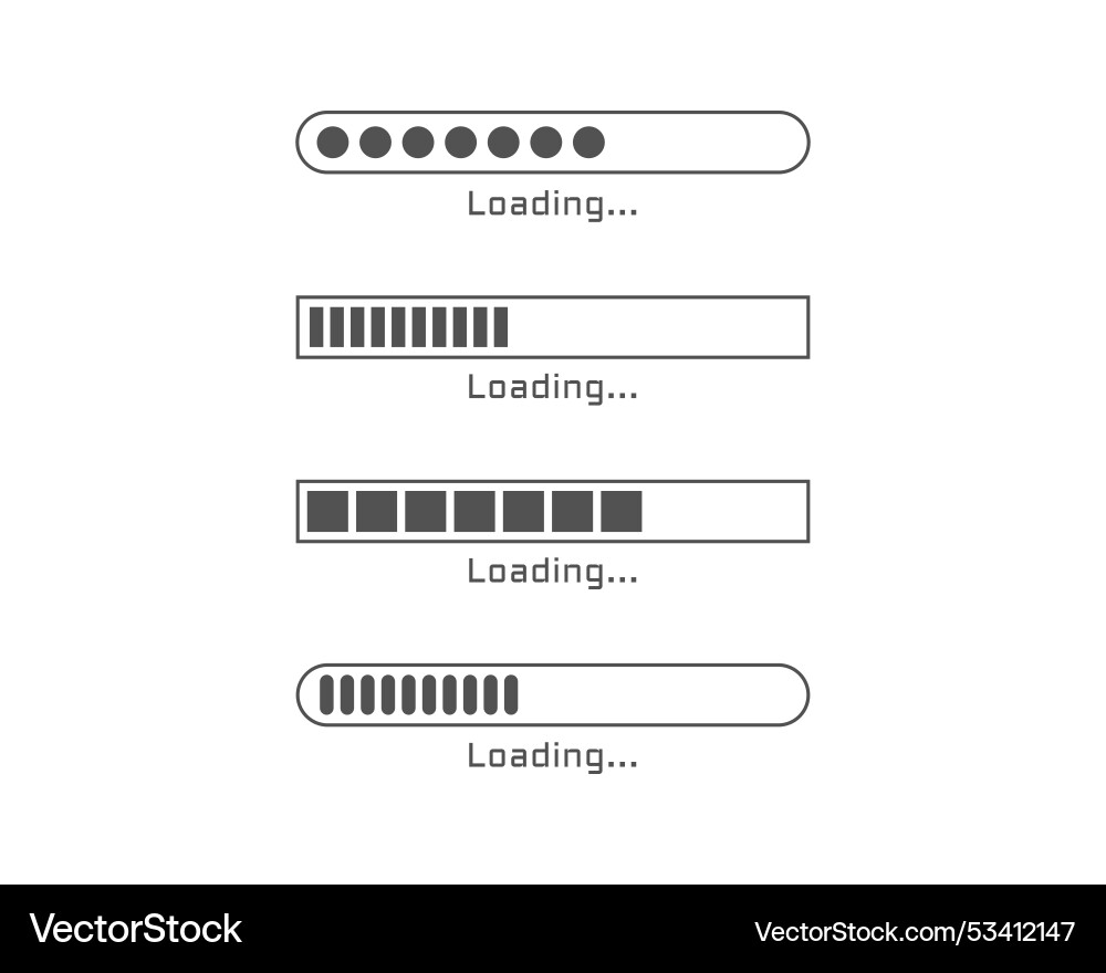 Collection loading bar status icon set of loaded Vector Image