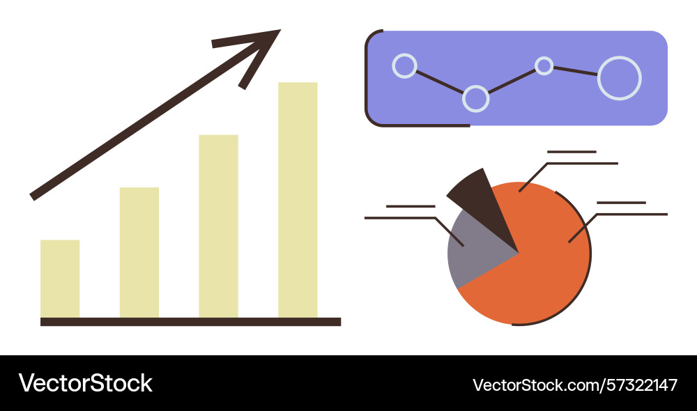 Data progress tracking with bar chart line graph vector image