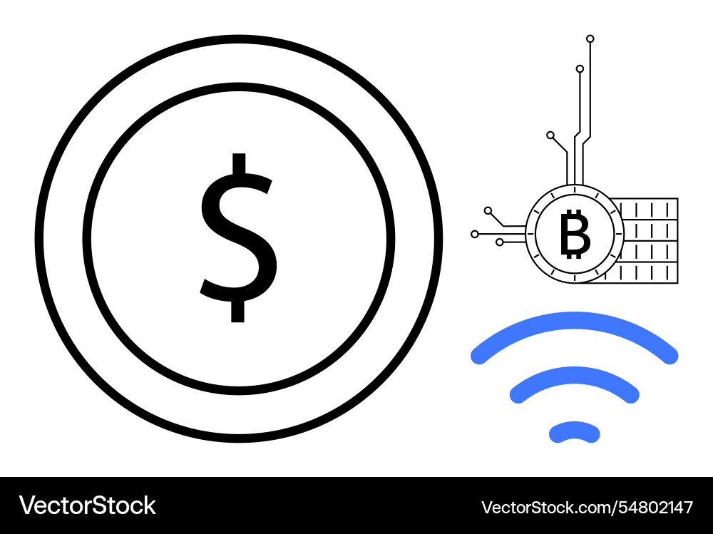 Digital currency concepts with bitcoin blockchain Digital currency concepts with bitcoin blockchain vector image