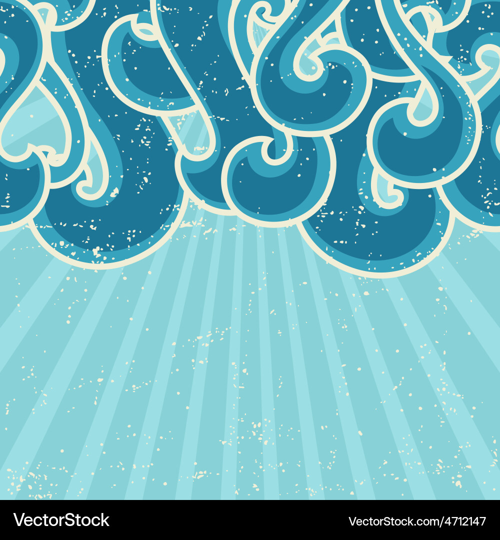 Grunge retro background with abstract curly waves vector image