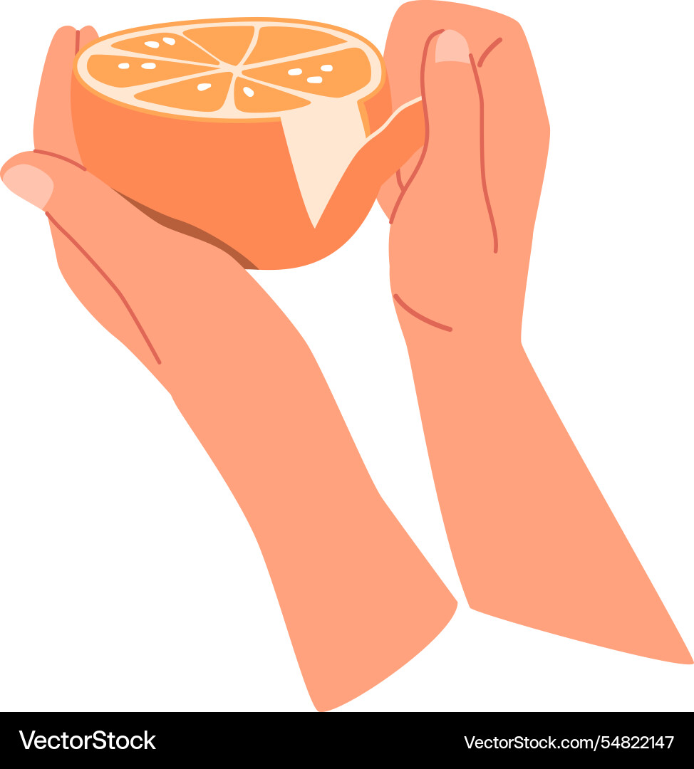 Hands peeling orange fruit Vector Image