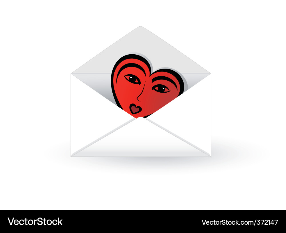 Mail envelope with abstract heart vector image