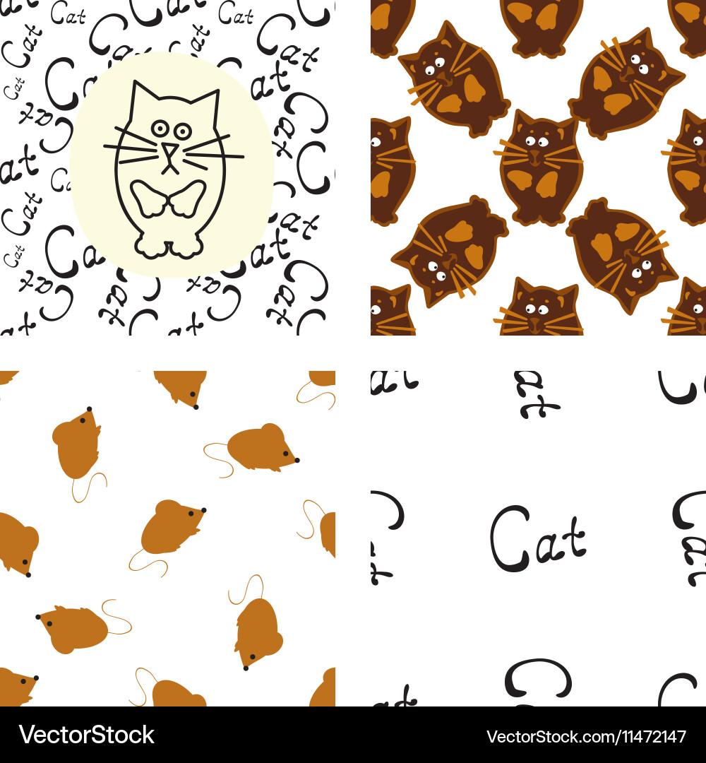 Pattern with cat and mouse Vector Image