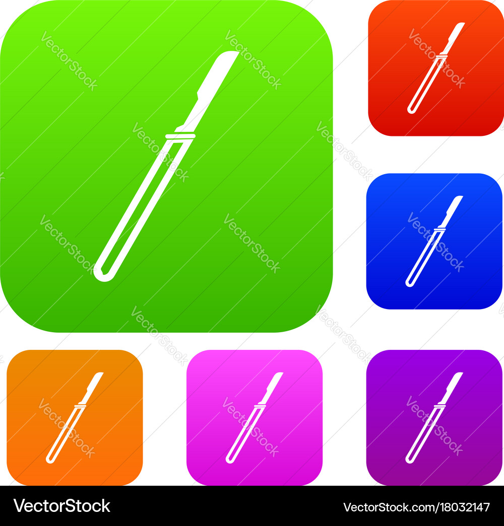 Scalpel set color collection Vector Image