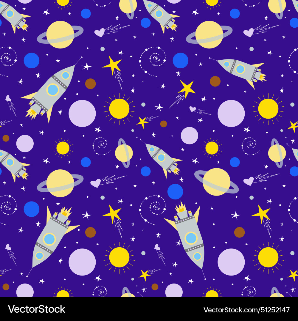 Seamless pattern planet spaceship Seamless pattern planet spaceship vector image