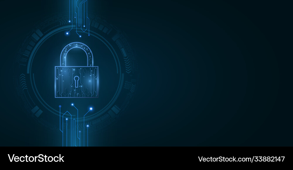 Security futuristic lock in user interface Vector Image