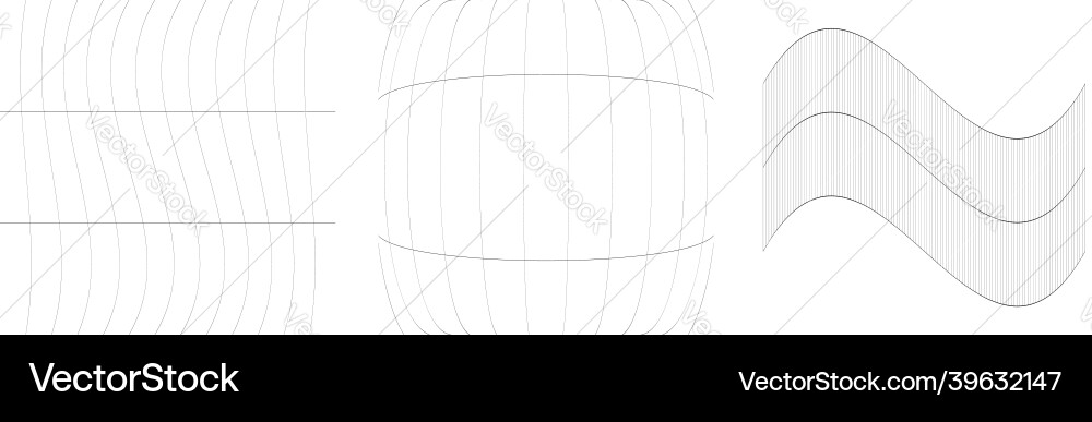 Set of deformed distorted grids meshes flex Set of deformed distorted grids meshes flex vector image