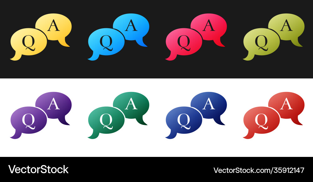 Set question and answer mark in speech bubble icon Set question and answer mark in speech bubble icon vector image