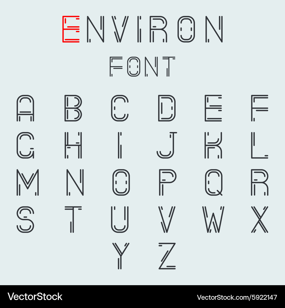 Simple line abstract retro alphabet a to z minimal vector image
