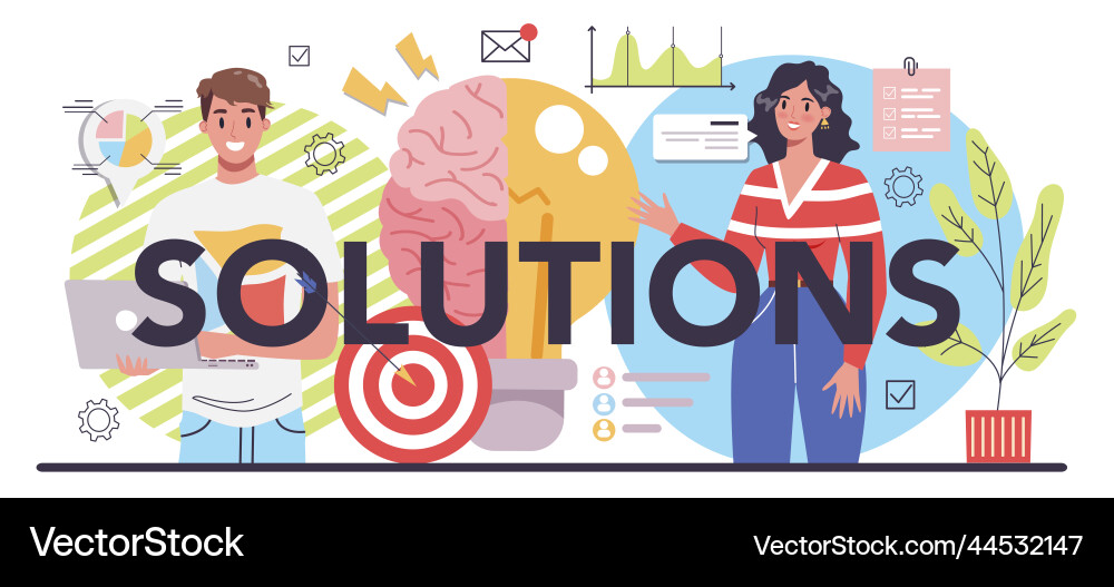 Solutions typographic header solving the problem Solutions typographic header solving the problem vector image