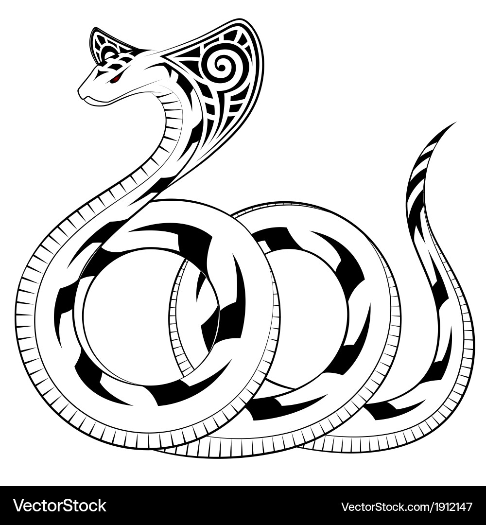 Tribal Snake Cobra Tattoo – Royalty-Free Vector | VectorStock, image size:1000x1080