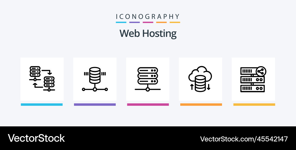 Web hosting line 5 icon pack including delete Vector Image
