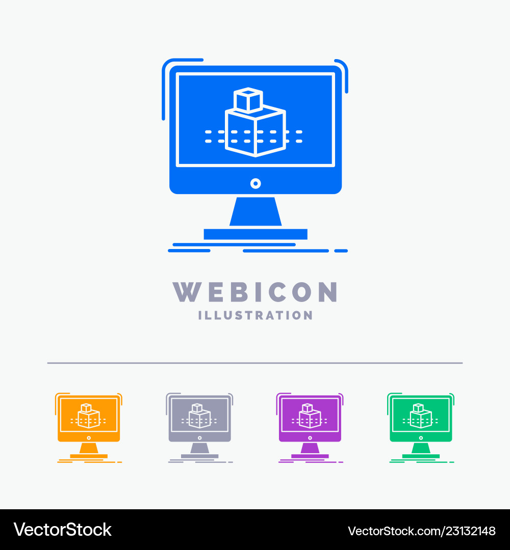 3d cube dimensional modelling sketch 5 color 3d cube dimensional modelling sketch 5 color vector image