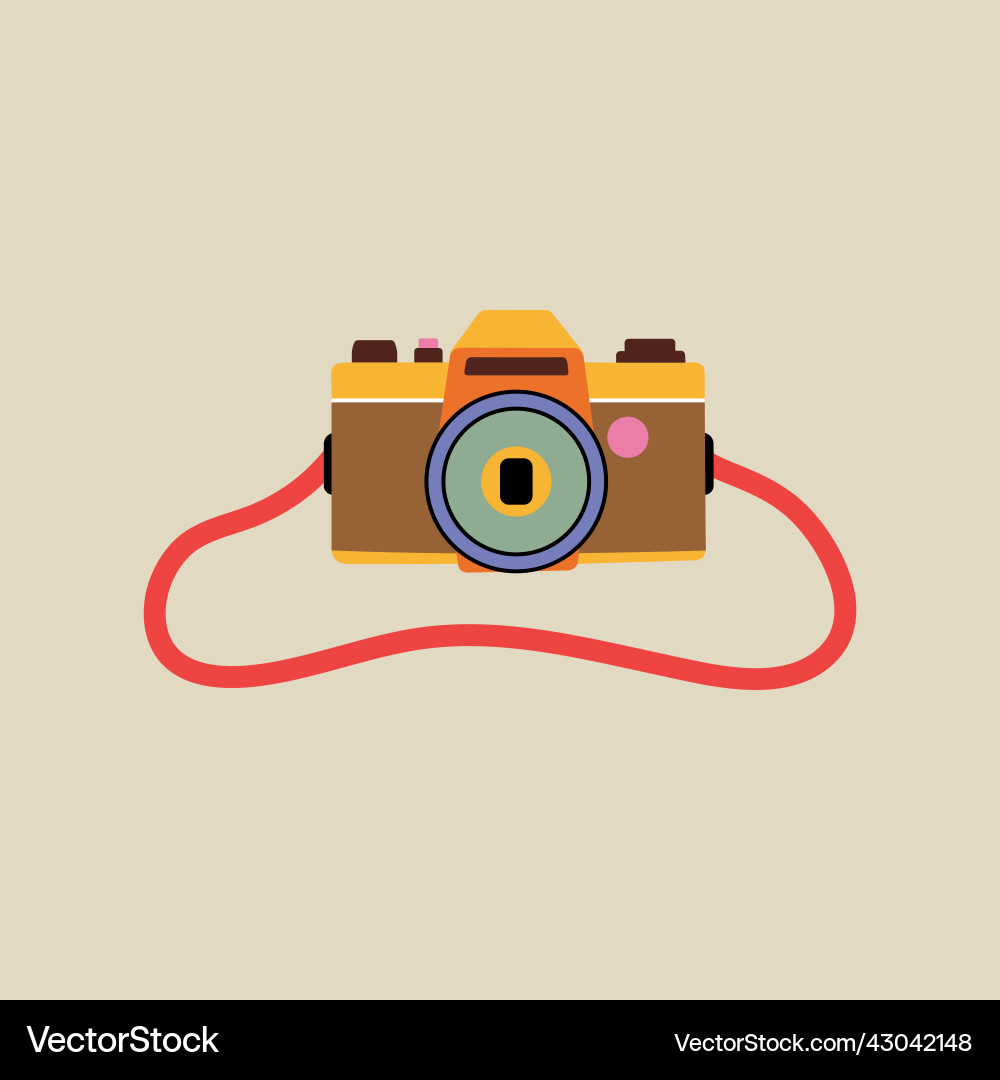 Analog retro photo camera with lens and buttons Analog retro photo camera with lens and buttons Vector Image