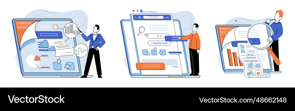 Application testing metaphor software Application testing metaphor software Vector Image
