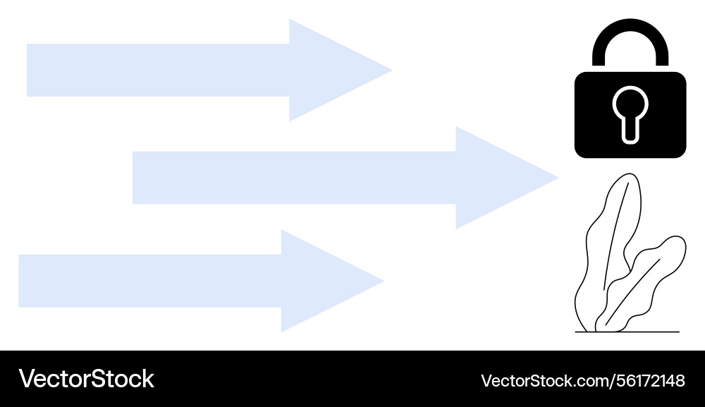 Arrows pointing towards security lock representing Arrows pointing towards security lock representing vector image