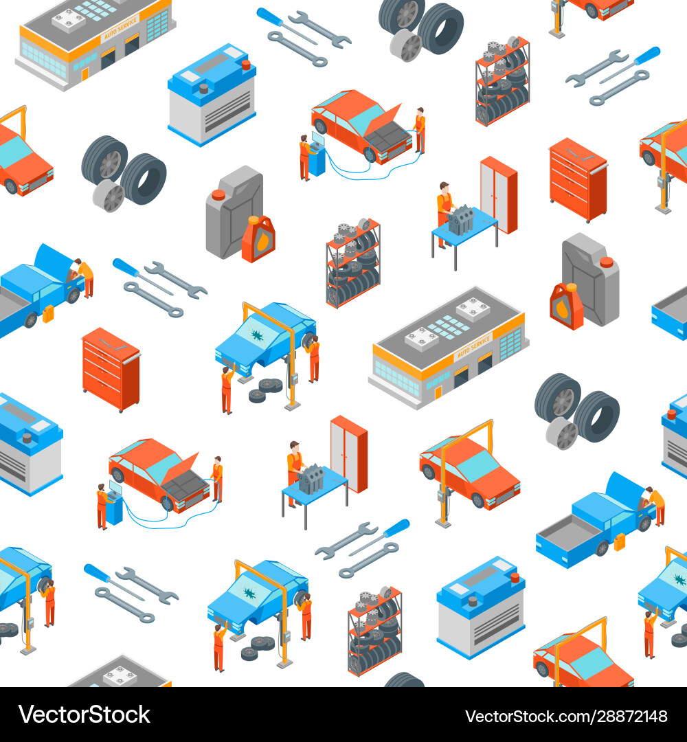 Auto service 3d seamless pattern background Auto service 3d seamless pattern background vector image