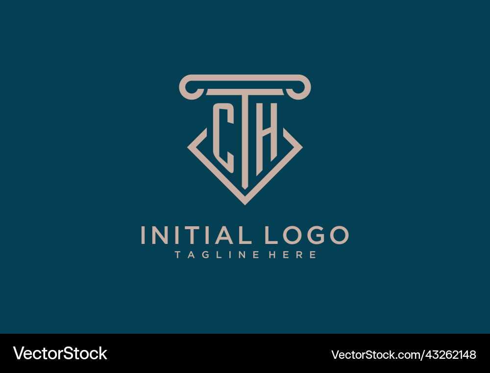 Ch initial with pillar icon design clean Vector Image