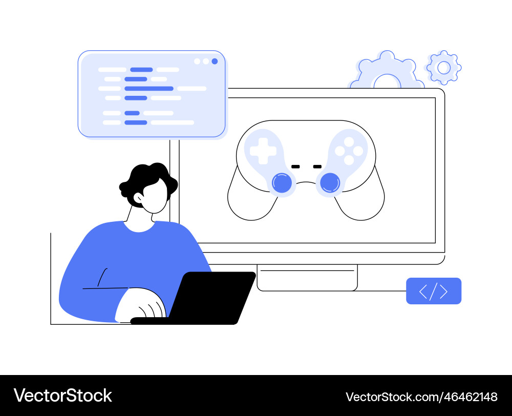 Computer games development abstract concept Computer games development abstract concept vector image