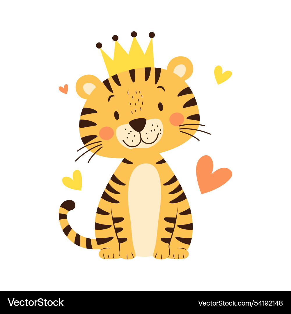 Cute adorable baby tiger animal cartoon character Cute adorable baby tiger animal cartoon character vector image