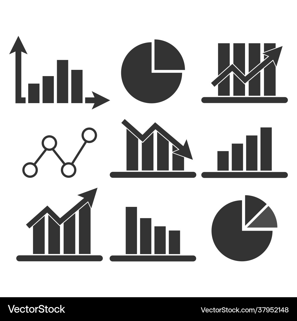 Diagram and graph statistic icon set Diagram and graph statistic icon set vector image