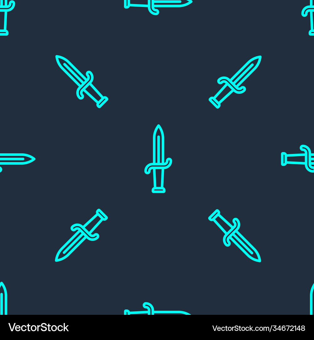 Green line dagger icon isolated seamless pattern Vector Image