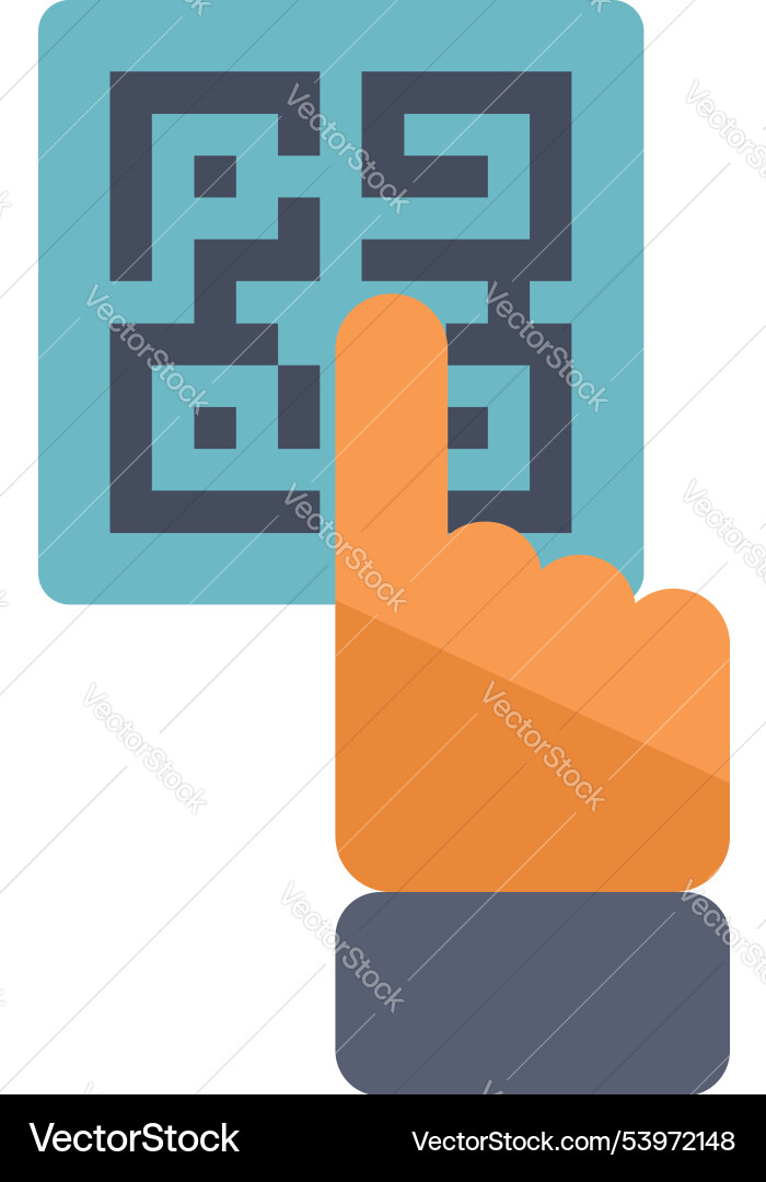 Hand pointing with index finger to scan qr code Hand pointing with index finger to scan qr code Vector Image