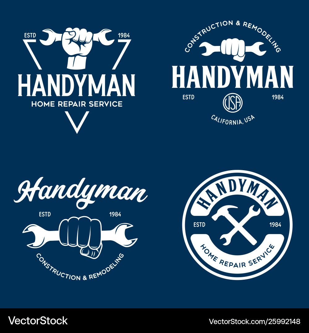 Handyman Etikettenabzeichen Embleme und Designelemente Handyman Etikettenabzeichen Embleme und Designelemente vektorbild