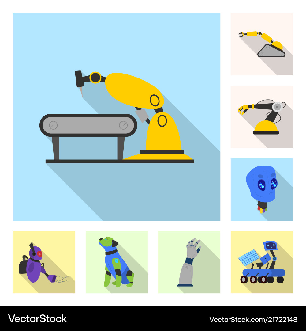 Isolated object of robot and factory symbol vector image
