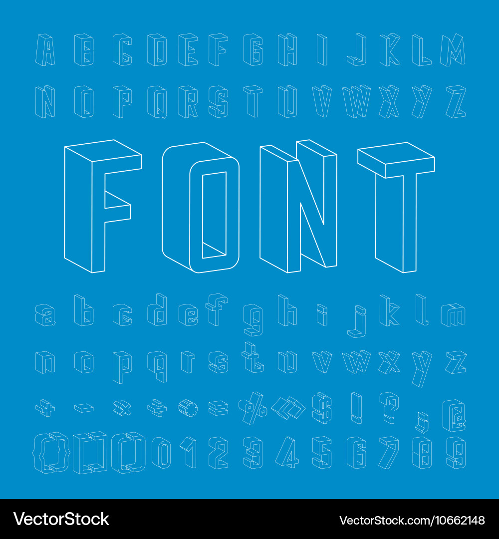 Line framework font 3d design vector image