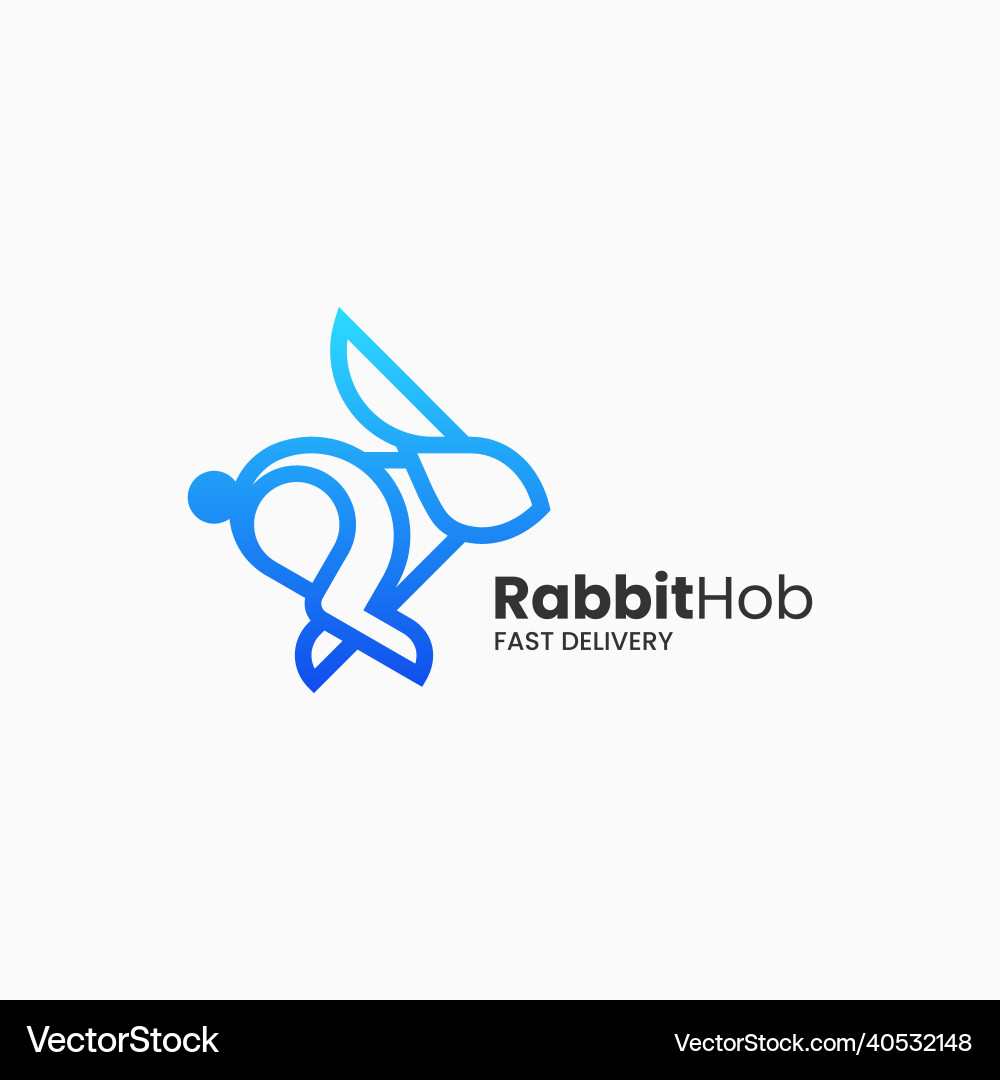 Logo rabbit gradient line art style Vector Image