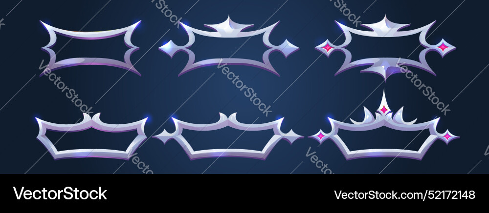 Medieval ui game frame metal border for button Medieval ui game frame metal border for button vector image