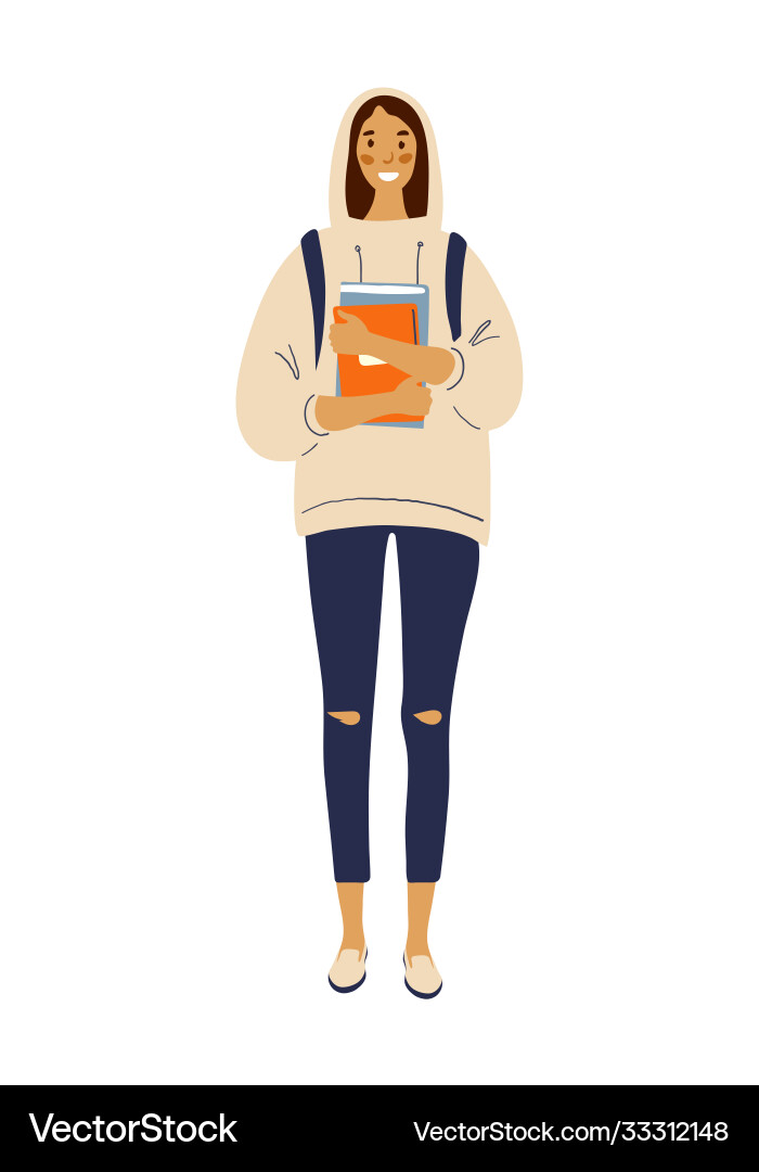 Moderne Mädchen Student stehend mit Rucksack Moderne Mädchen Student stehend mit Rucksack vektorbild