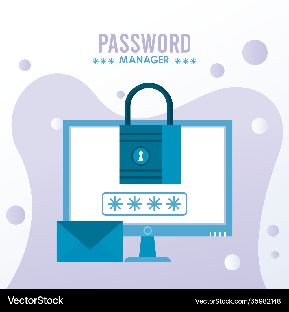 Password manager theme with padlock and envelope Password manager theme with padlock and envelope vector image
