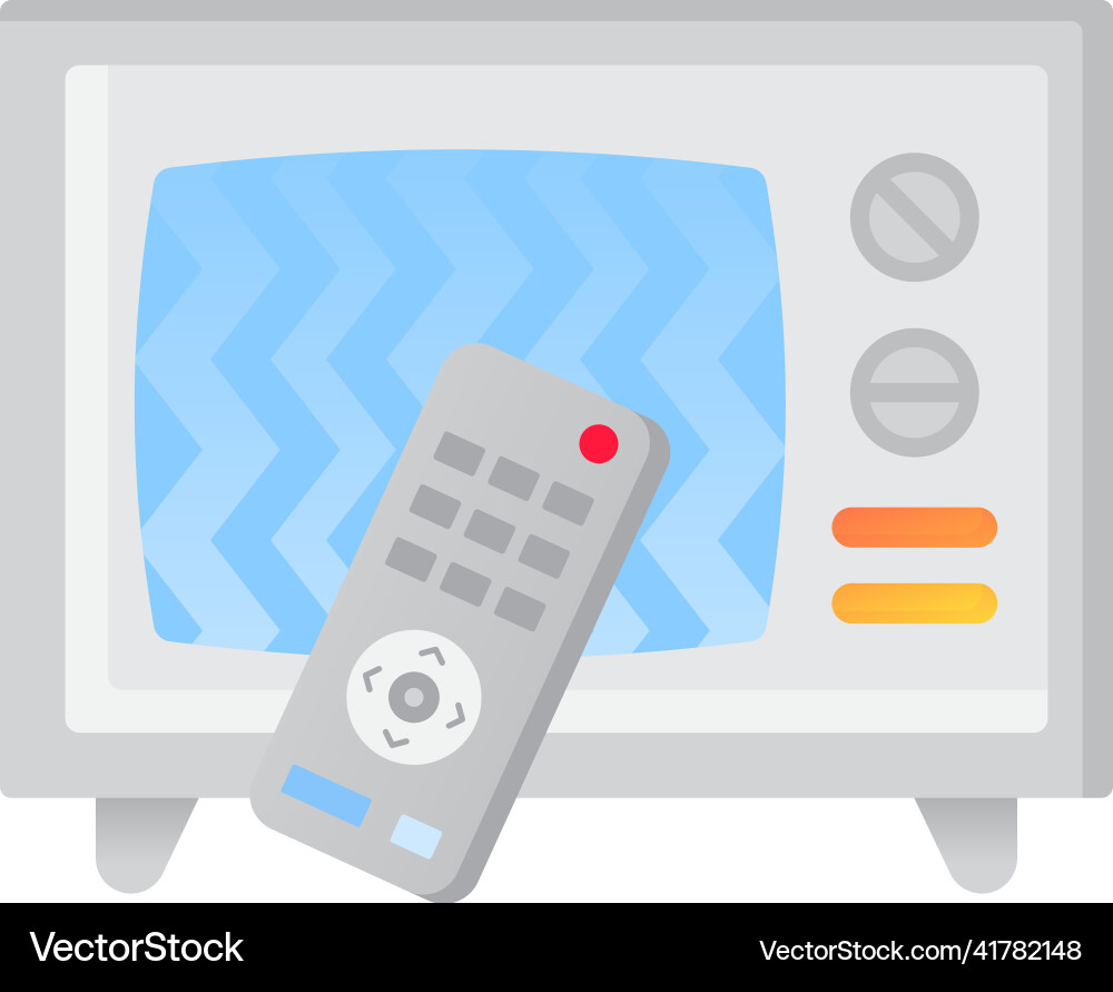 Retro tv set with remote controller icon Vector Image