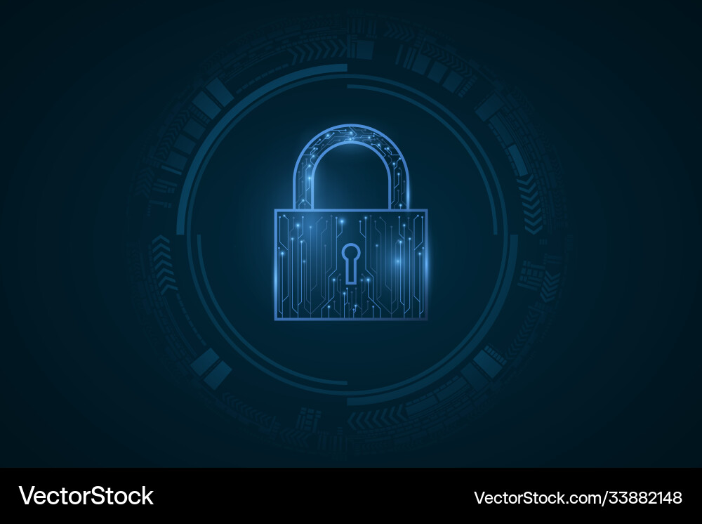 Security futuristic lock in user interface vector image