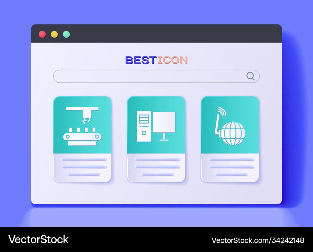 Set computer monitor factory conveyor system belt Set computer monitor factory conveyor system belt vector image