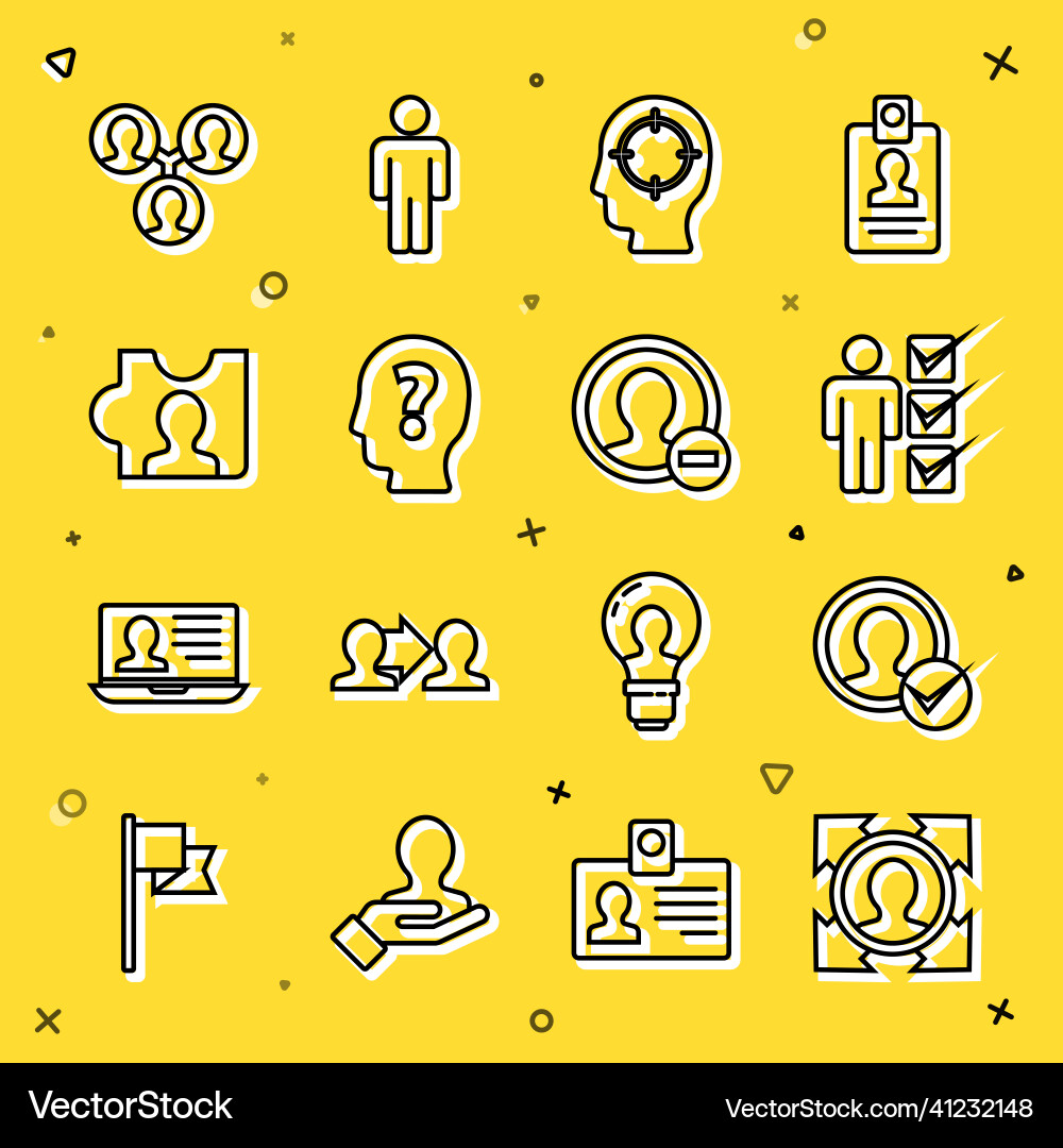 Set line head hunting create account screen user Vector Image