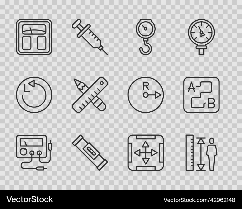 Set line multimeter voltmeter measuring height Set line multimeter voltmeter measuring height Vector Image
