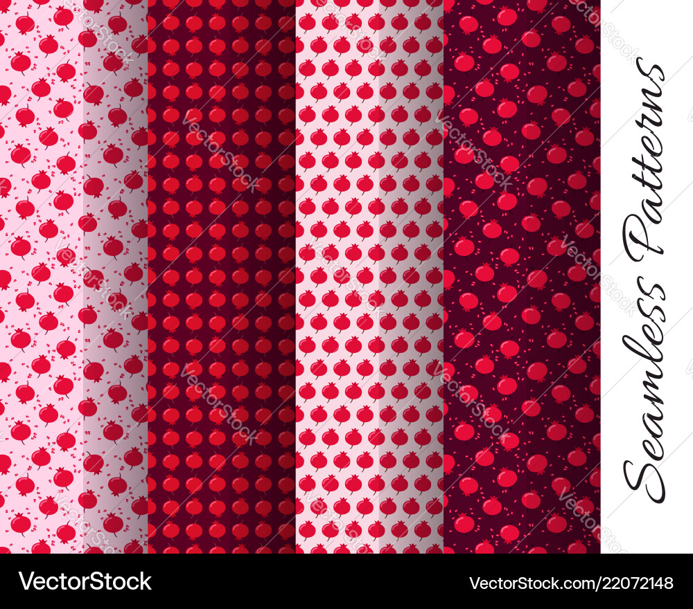 Set of seamless pomegranate patterns Set of seamless pomegranate patterns vector image