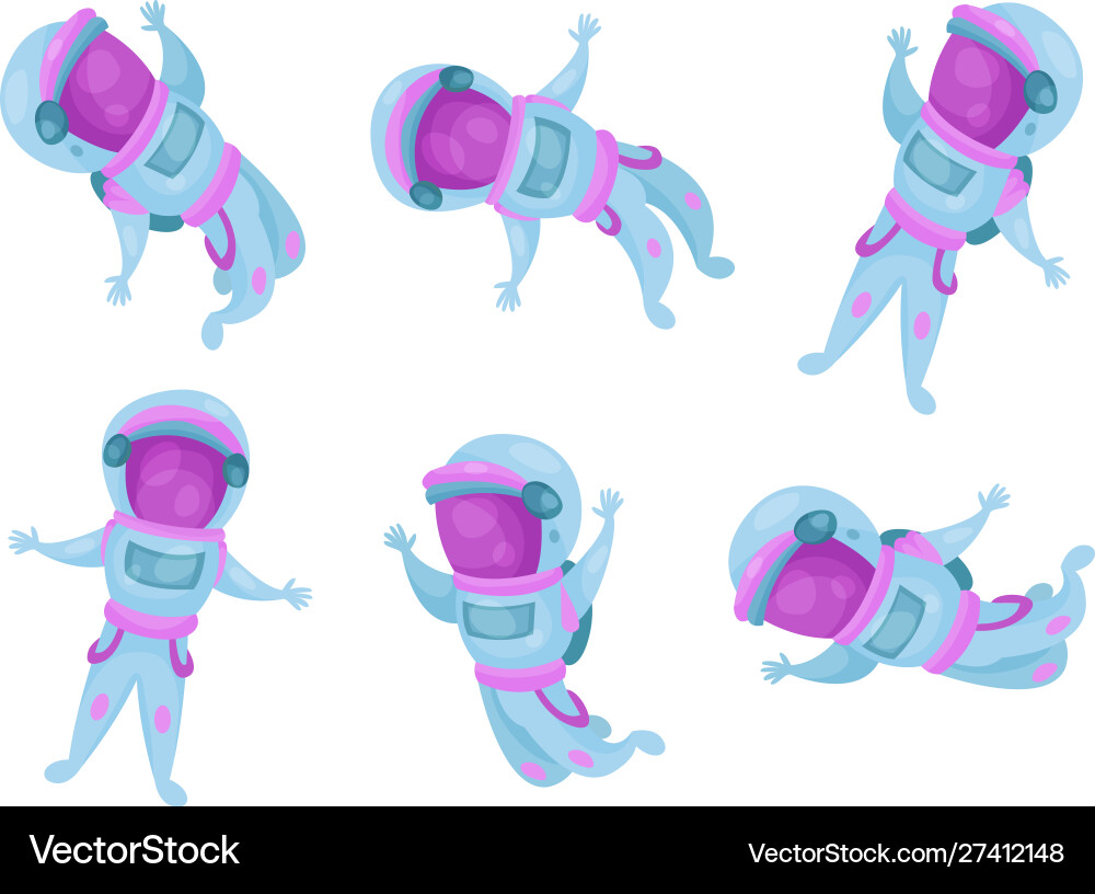 Six astronauts floating in space Vector Image