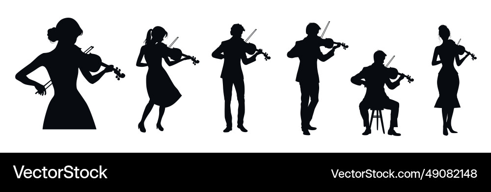 Violinist Silhouette Spiel Violine Vektorbild