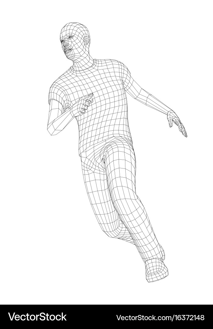 Wire frame running man vector image