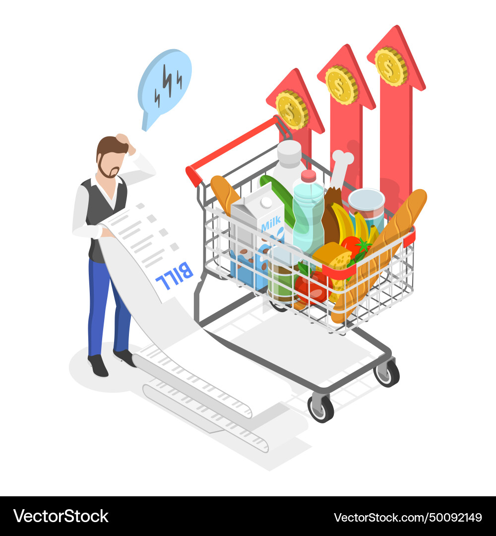 3d isometric flat of inflation Royalty Free Vector Image