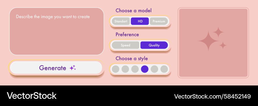 AI Image Generation UI Vector Image