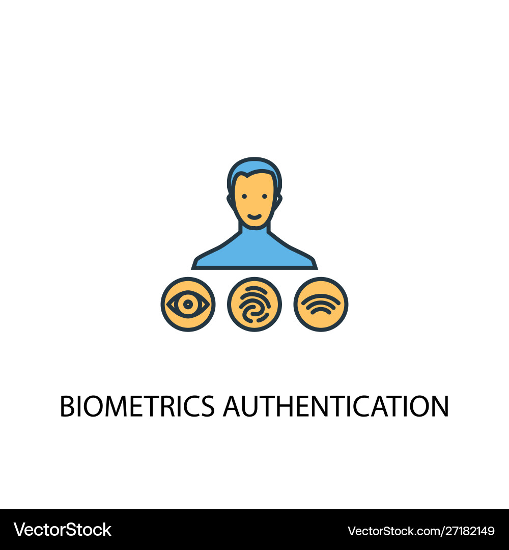 Biometrics authentication concept 2 colored line Biometrics authentication concept 2 colored line vector image