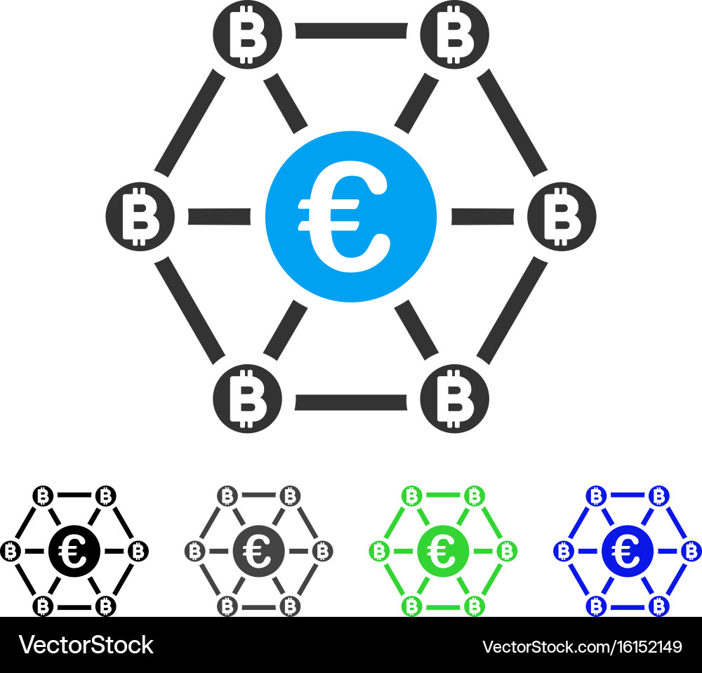 Bitcoin euro net structure flat icon Vector Image